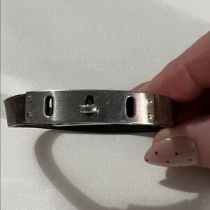 Fossil Leather & Silver Hardware Bracelet